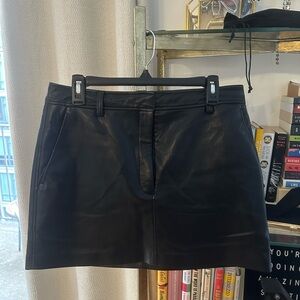Babaton Black Leather Skirt
